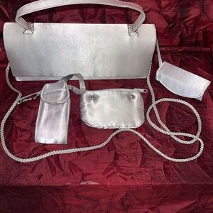Sasha New York 4 Piece Top Handle Evening Clutch Set Satin Gray‎ Vintage
